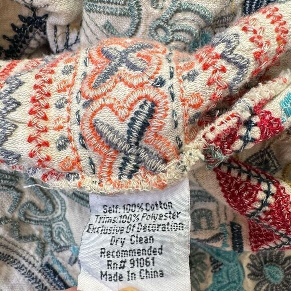 BIYA Johnny Was Floral Embroidered Open Front Hooded Cardigan Multicolor Medium - Picture 13 of 13